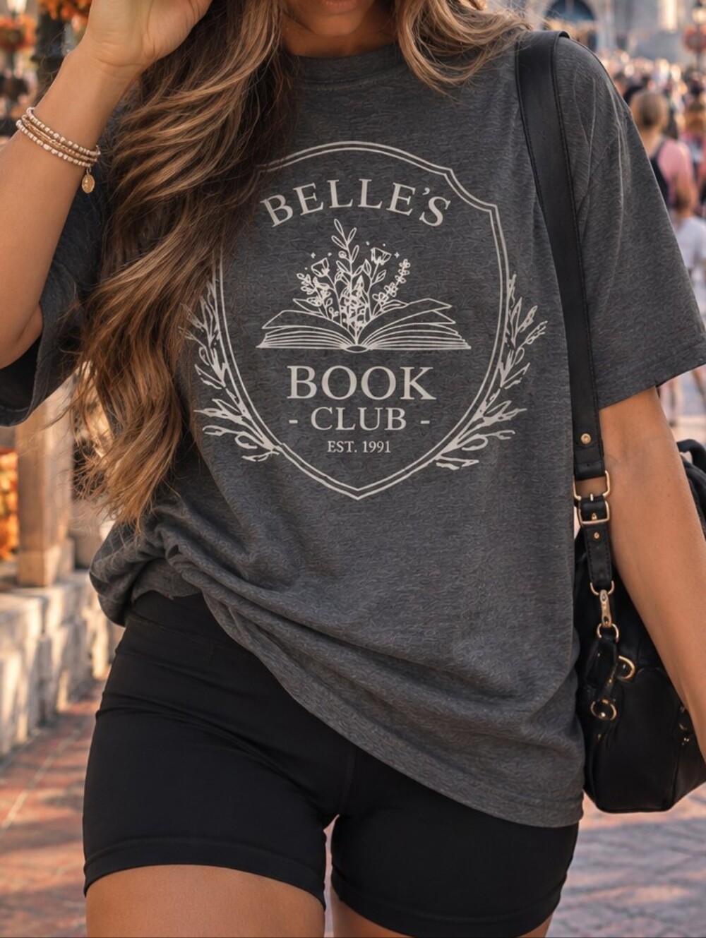 Belle's Book Club Graphic Tee - Charcoal